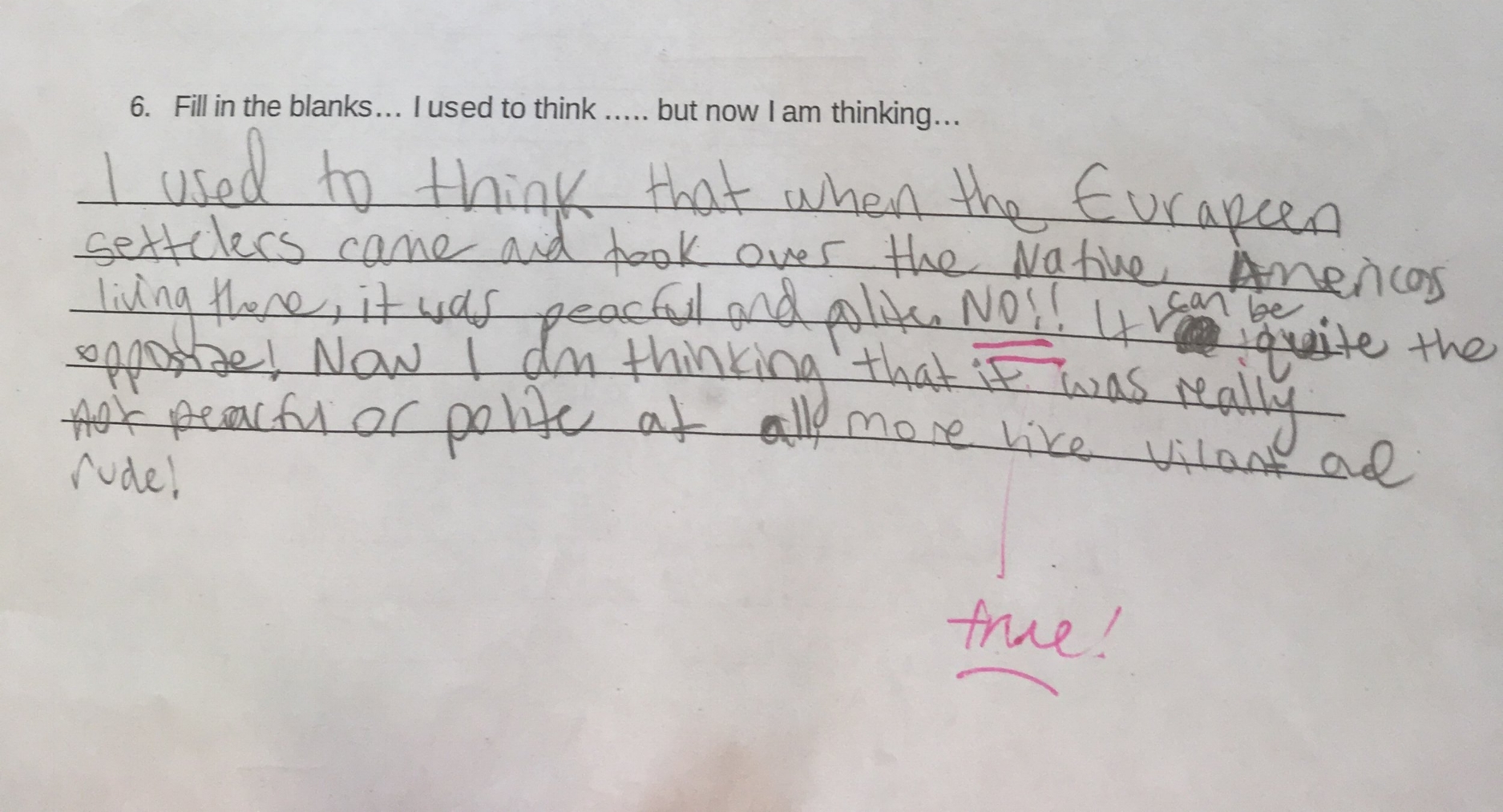  Another student's reflection showing revised thinking! 