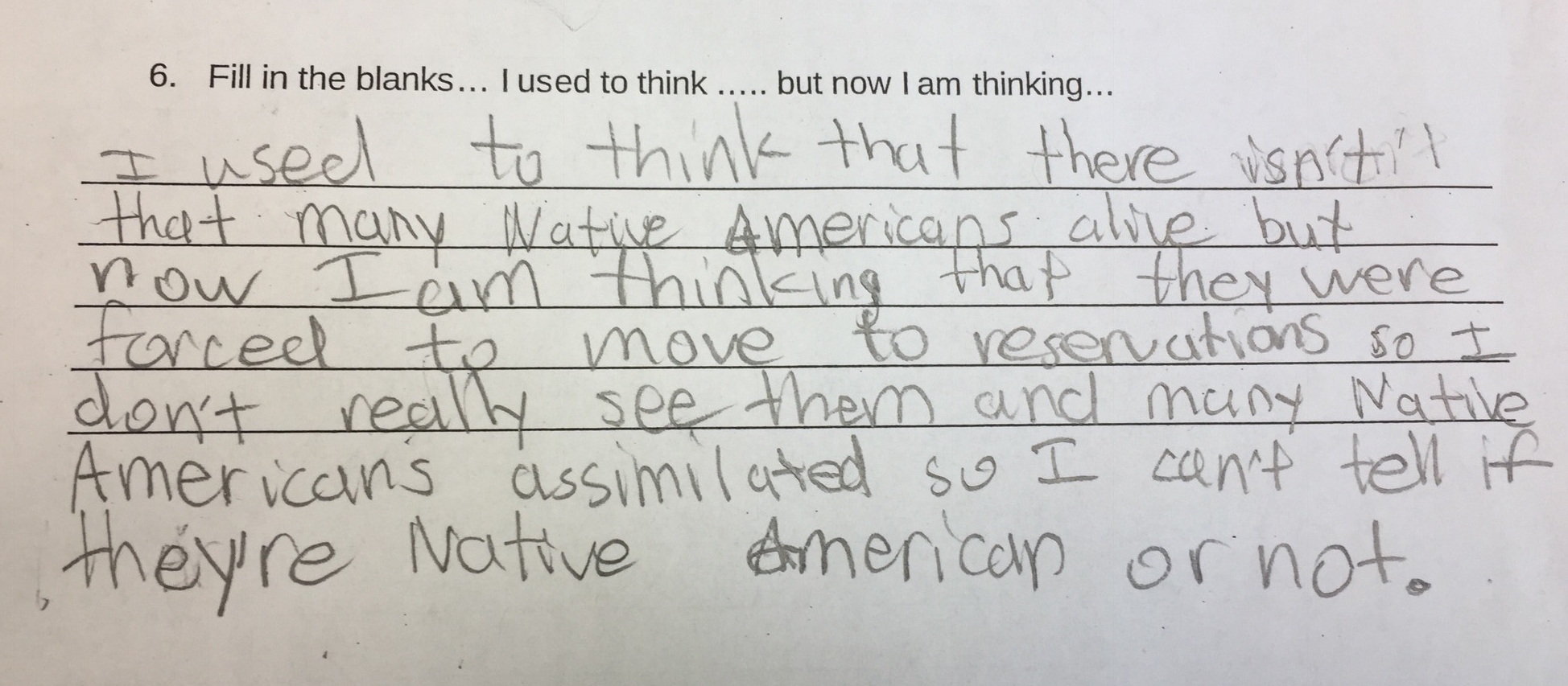  An except from a student's reflection homework the night after the simulation. 