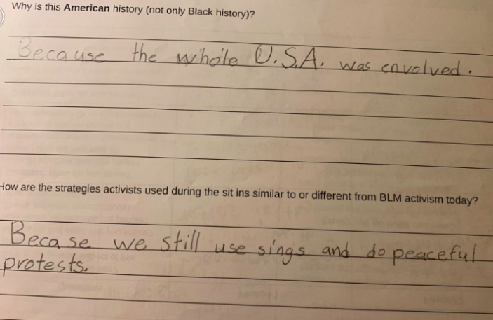  Student’s response! She misspelled “signs” in her second answer. 